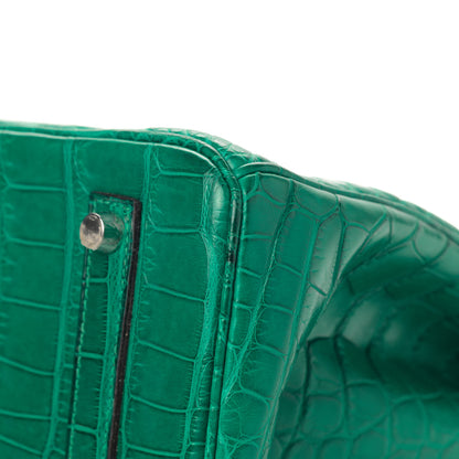 Hermes Matte Alligator Birkin 35 Malachite 10 of 18