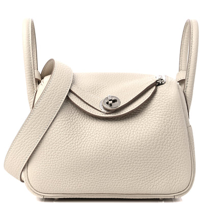 Hermes Taurillon Clemence Mini Lindy 20 Craie 1 of 9