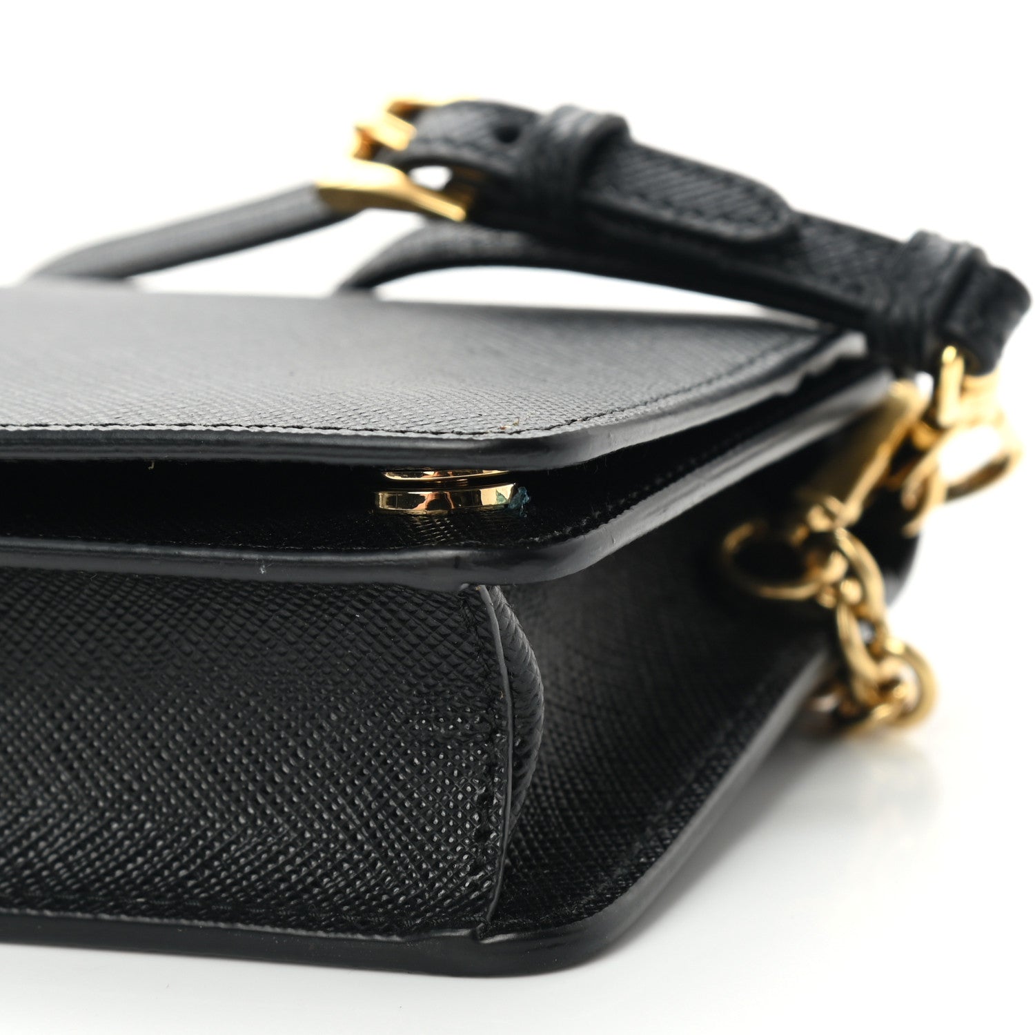 Prada Saffiano Metal Phone Wristlet Crossbody Wallet Black 9 of 9