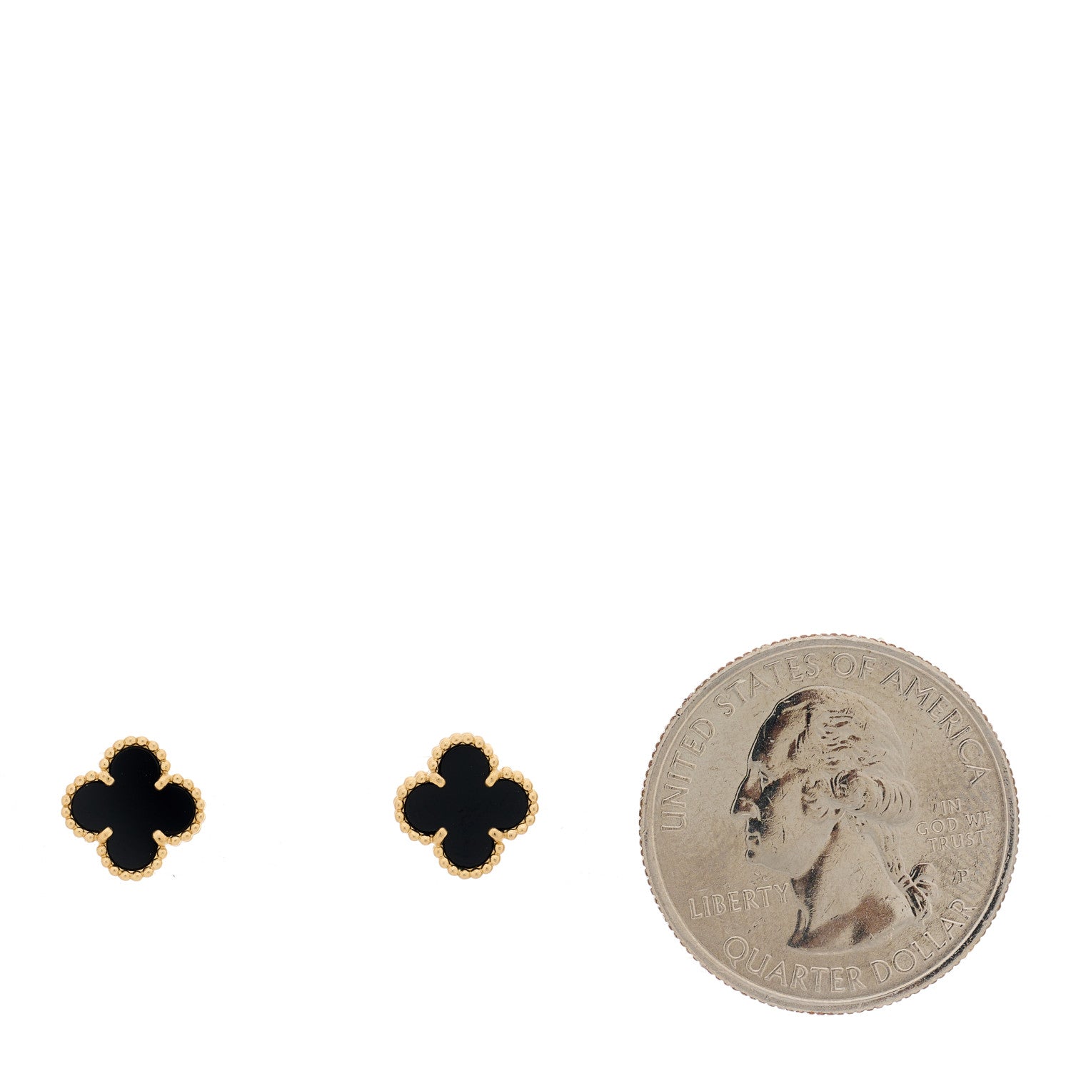 Van Cleef & Arpels 18K Yellow Gold Black Onyx Sweet Alhambra Earrings 2 of 5