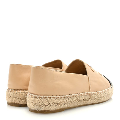 Chanel Lambskin CC Espadrilles 37 Beige Black 4 of 8