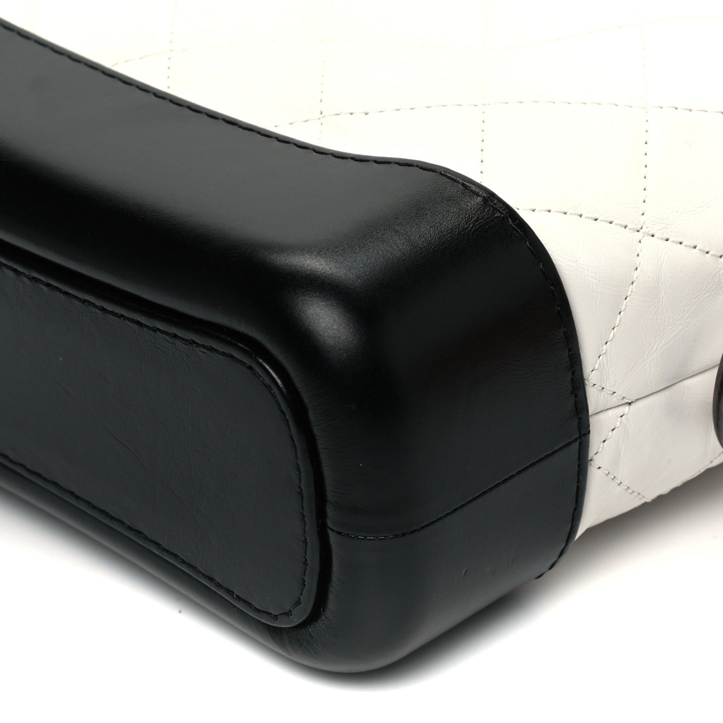 Aged Calfskin Quilted Small Gabrielle Hobo Black White