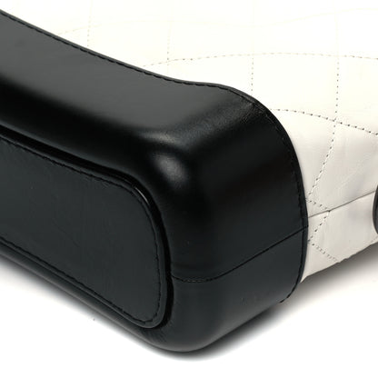 Chanel Aged Calfskin Quilted Small Gabrielle Hobo Black White 9 of 9