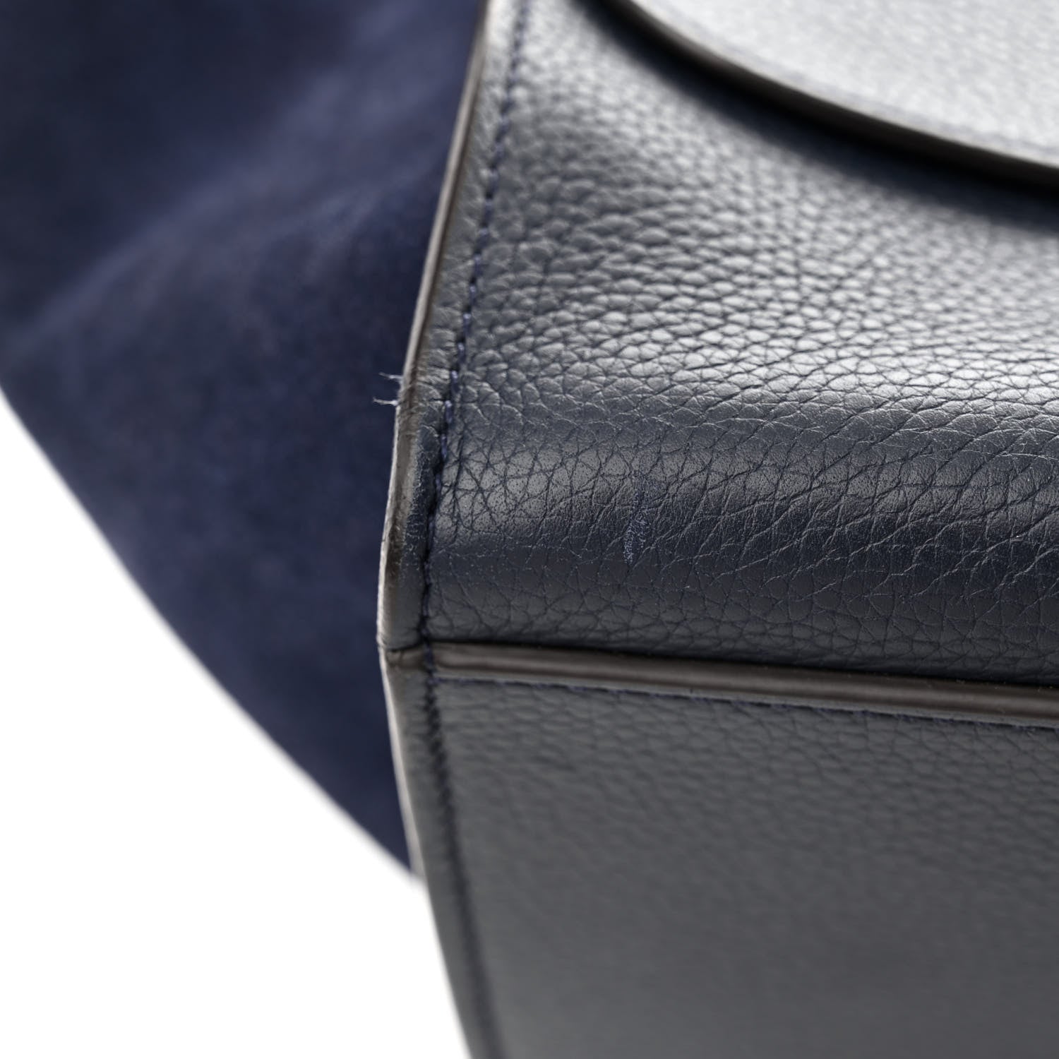 Celine Drummed Calfskin Suede Medium Trapeze Navy Blue 12 of 12