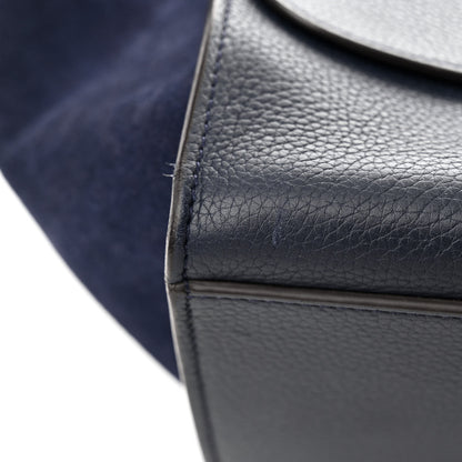 Celine Drummed Calfskin Suede Medium Trapeze Navy Blue 12 of 12