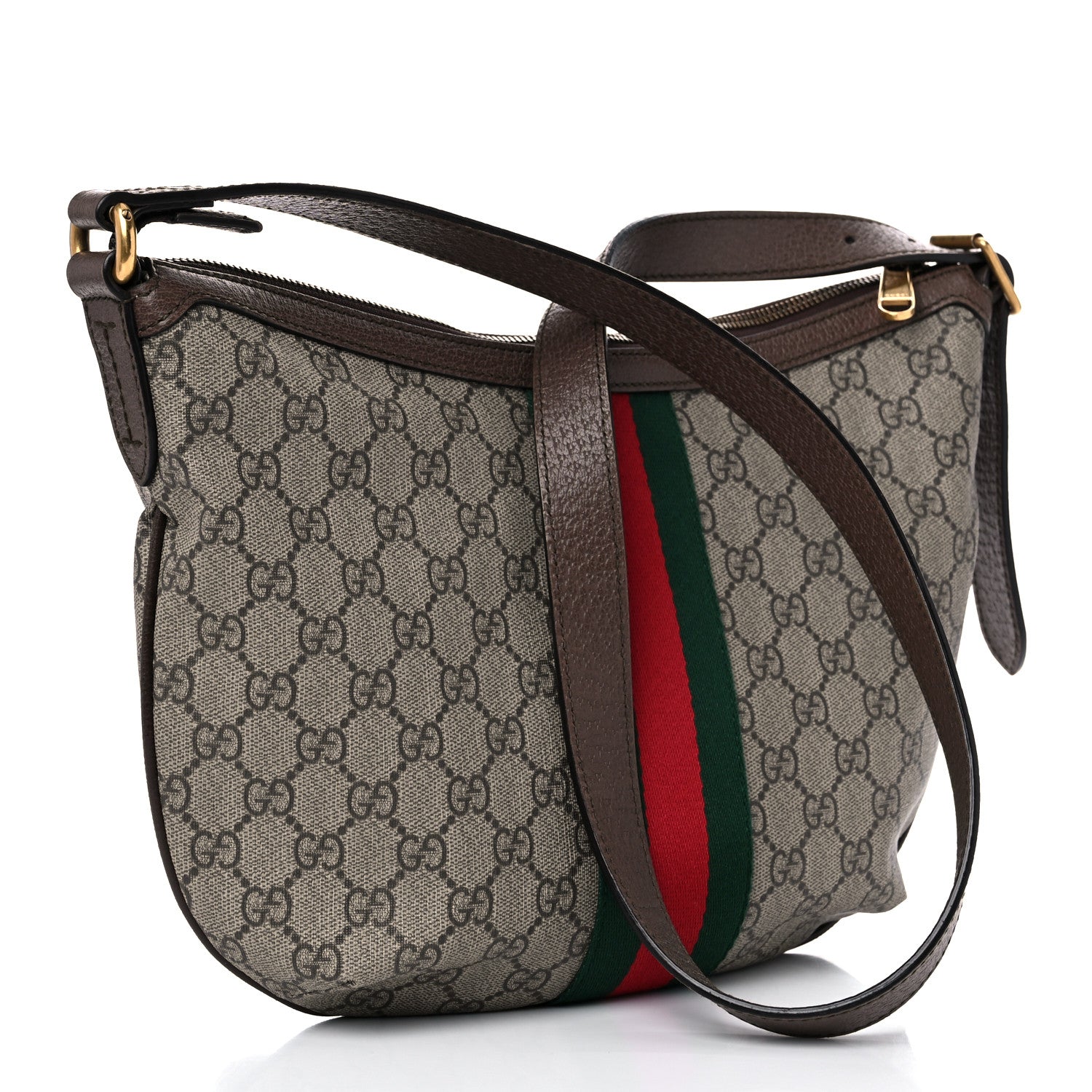 Gucci GG Supreme Monogram Web Small Ophidia Half Moon Hobo Brown 1 of 16