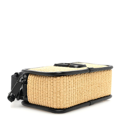 Marc Jacobs Calfskin Woven Straw Small Snapshot Camera Bag Beige 4 of 10