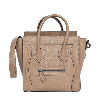 Celine Drummed Calfskin Nano Luggage Dune 1 of 8