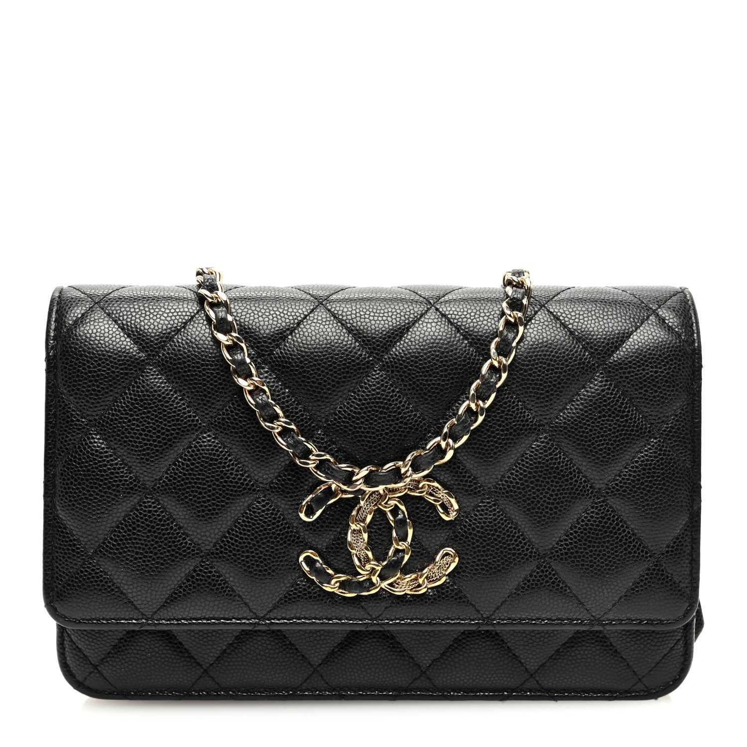Chanel Caviar Quilted French New Wave Chain CC Wallet On Chain WOC Black 1 of 11