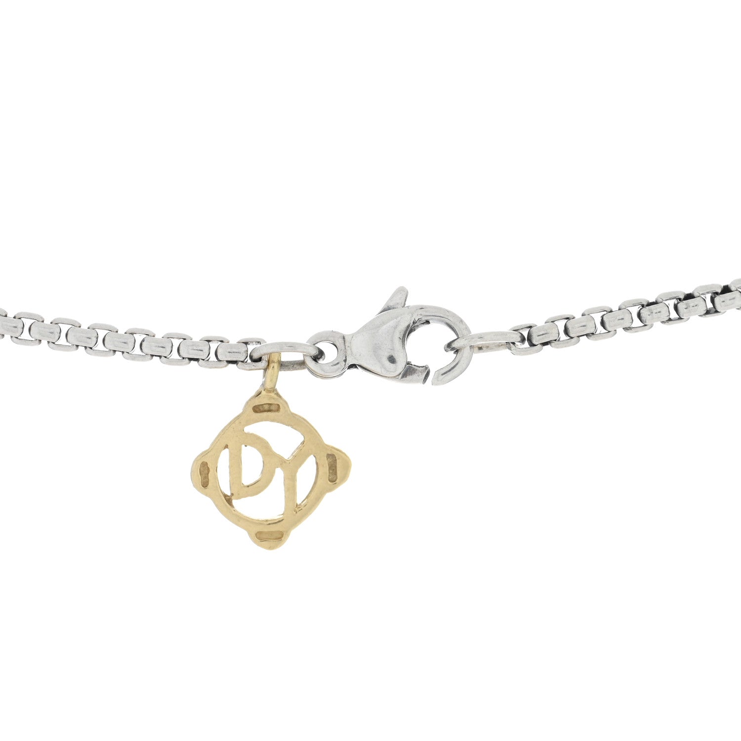 David Yurman Sterling Silver 18K Yellow Gold Diamond Quatrefoil Necklace 4 of 4