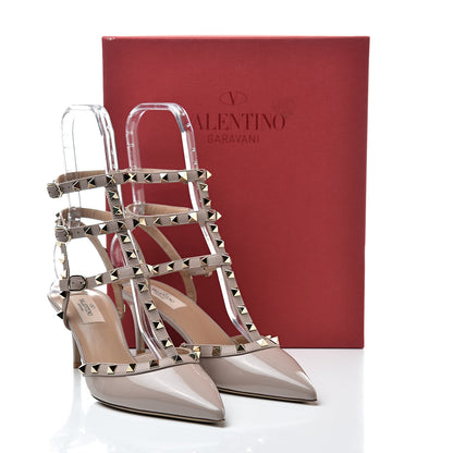 Valentino Garavani Patent Rockstud Ankle Strap Low Heel Pumps 40 Poudre 8 of 8