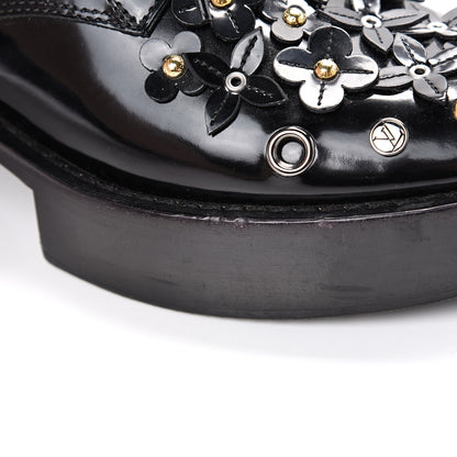 Louis Vuitton Patent Calfskin Blooms Flat Derby Platform Shoes 37 Black 12 of 14