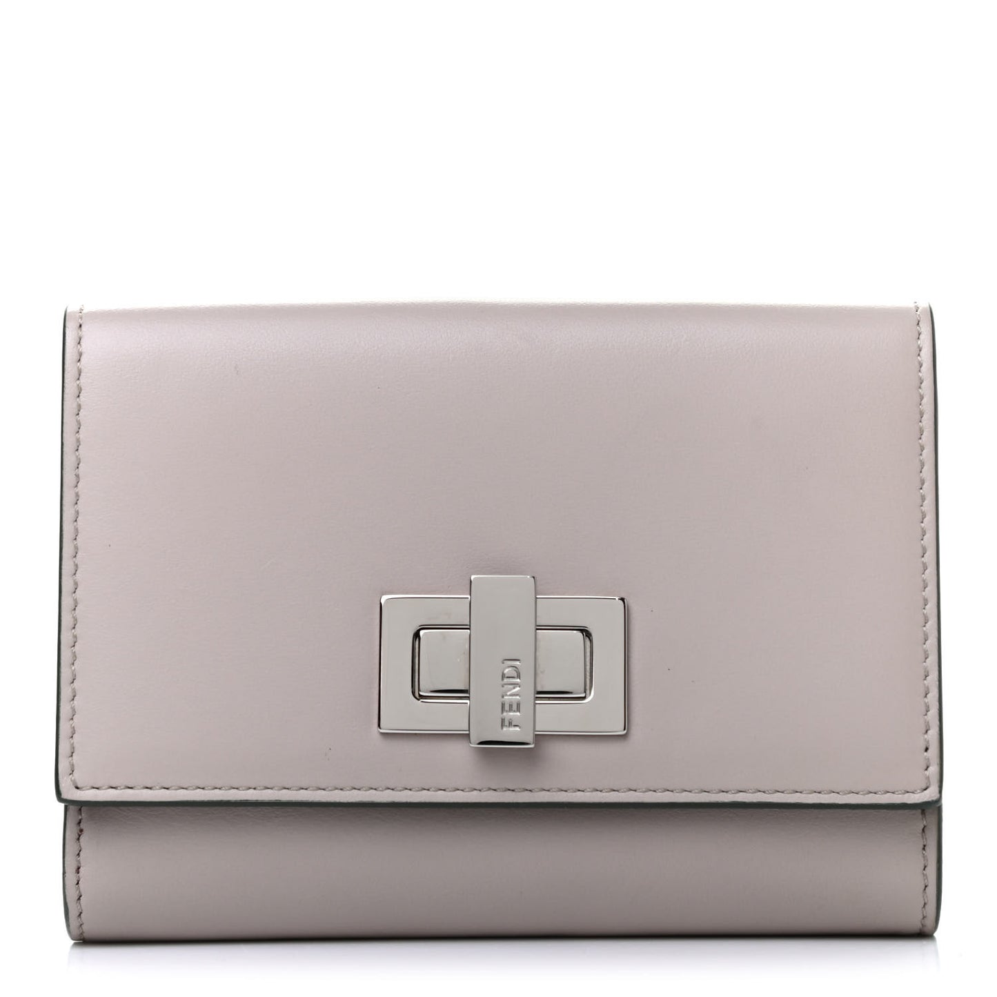 Vitello Century Bi-Color Peekaboo Compact Wallet Grigio Polvere Bordeaux