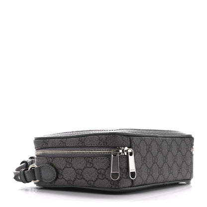 Gucci GG Supreme Monogram Textured Dollar Calfskin Small Ophidia Top Handle Shoulder Grey Black Graphite Grey 4 of 10