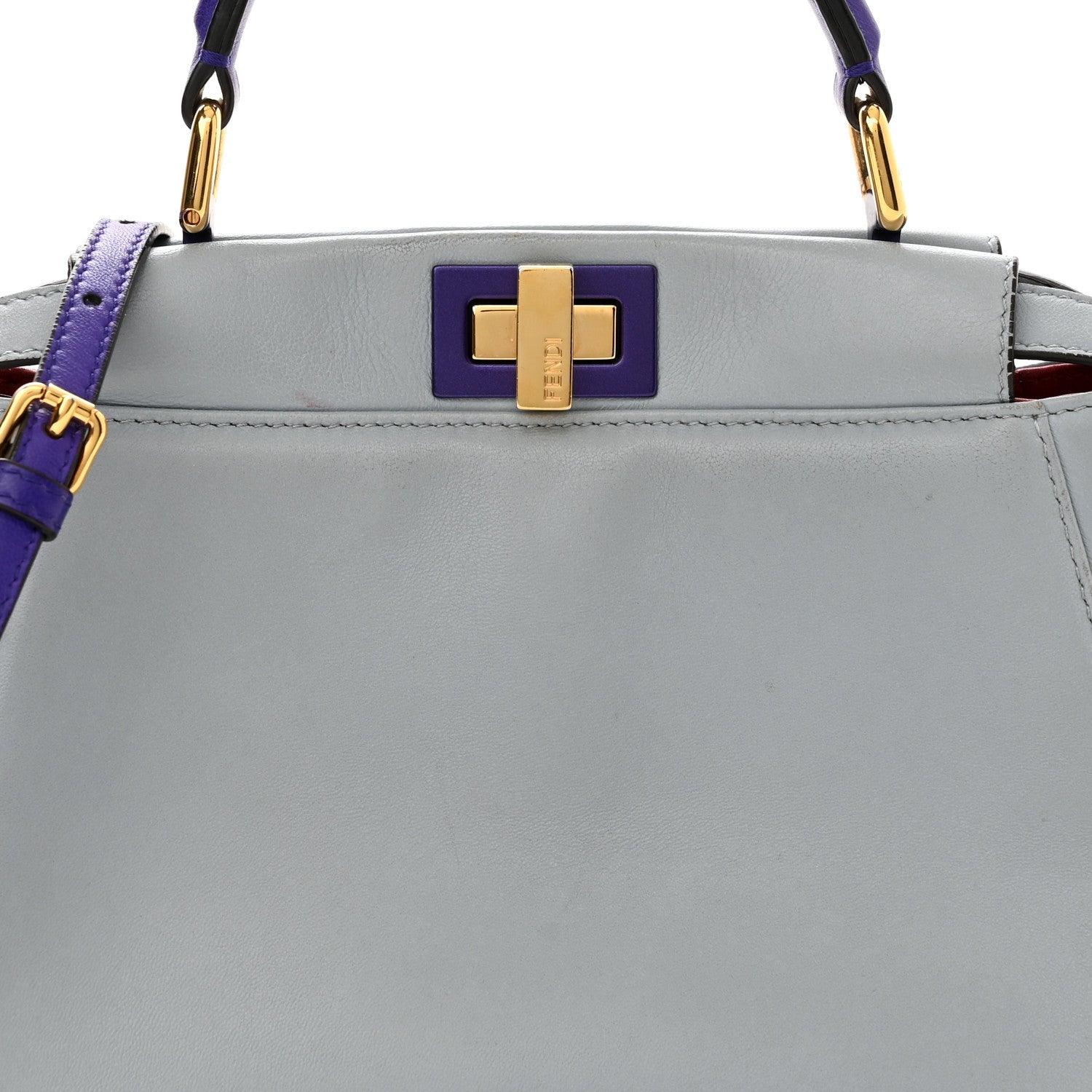 Fendi Nappa Colorblock Mini Peekaboo Iconic Satchel Polvere Purple Rain Ruby 8 of 13