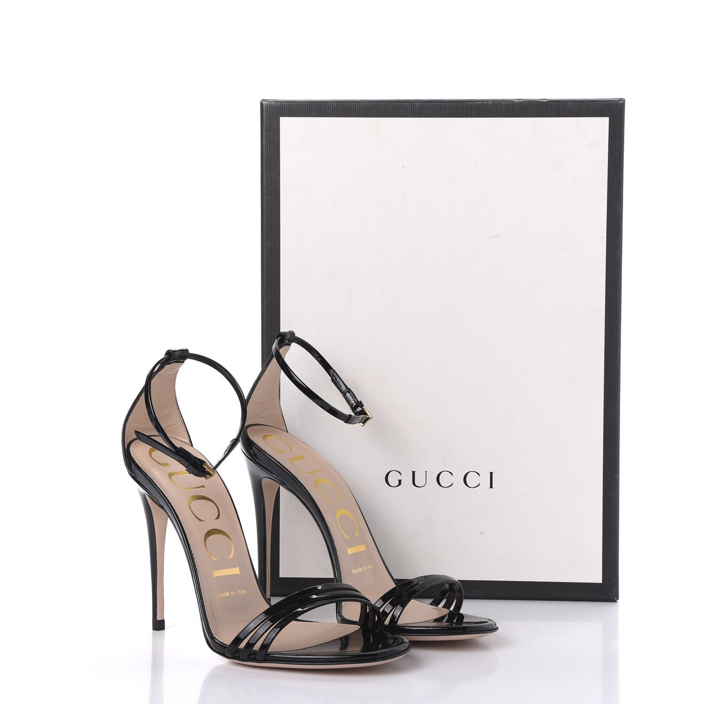 Patent Crystal Removable Bow Sandals 36.5 Black
