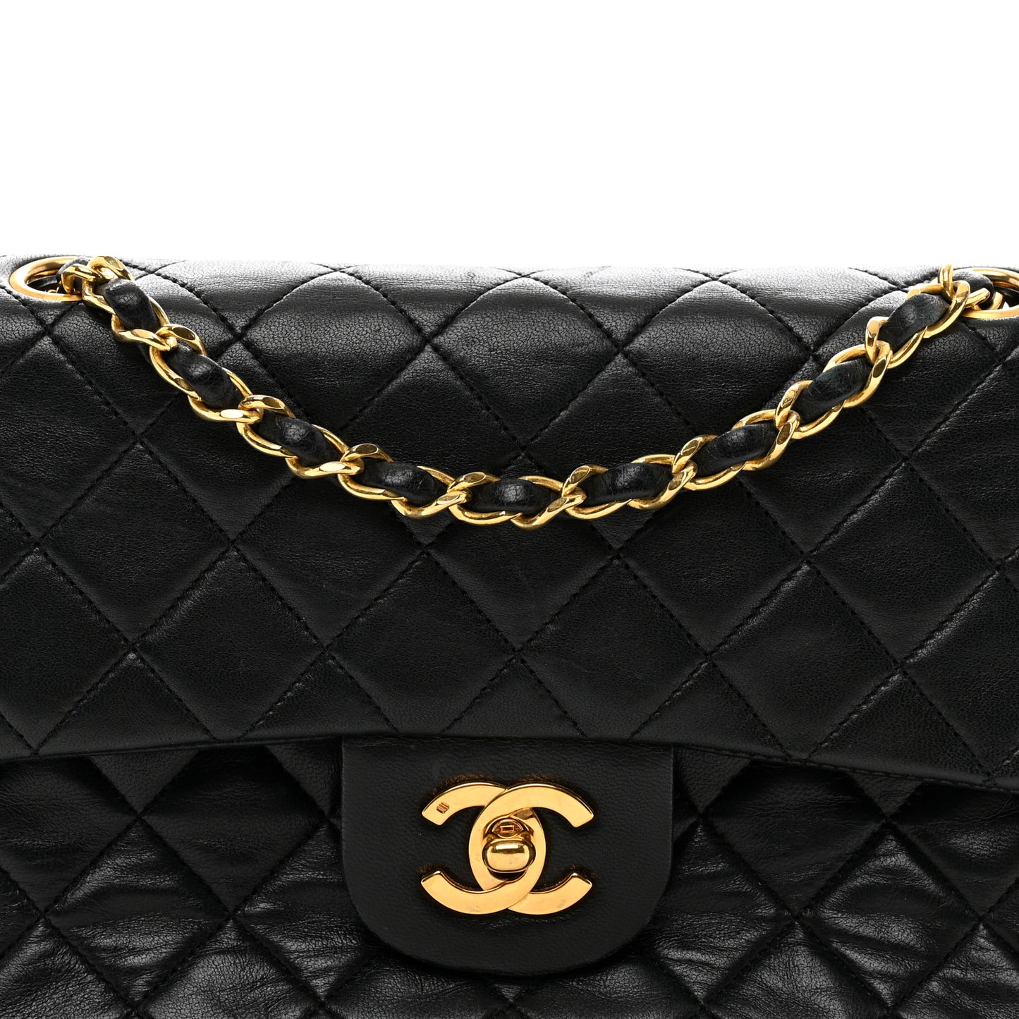 Lambskin Quilted Small Double Flap Black
