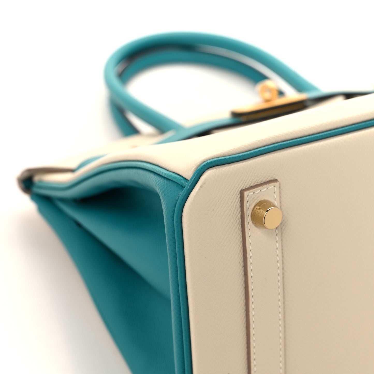 Epsom Horseshoe Bi Color Birkin 30 Craie Bleu Paon