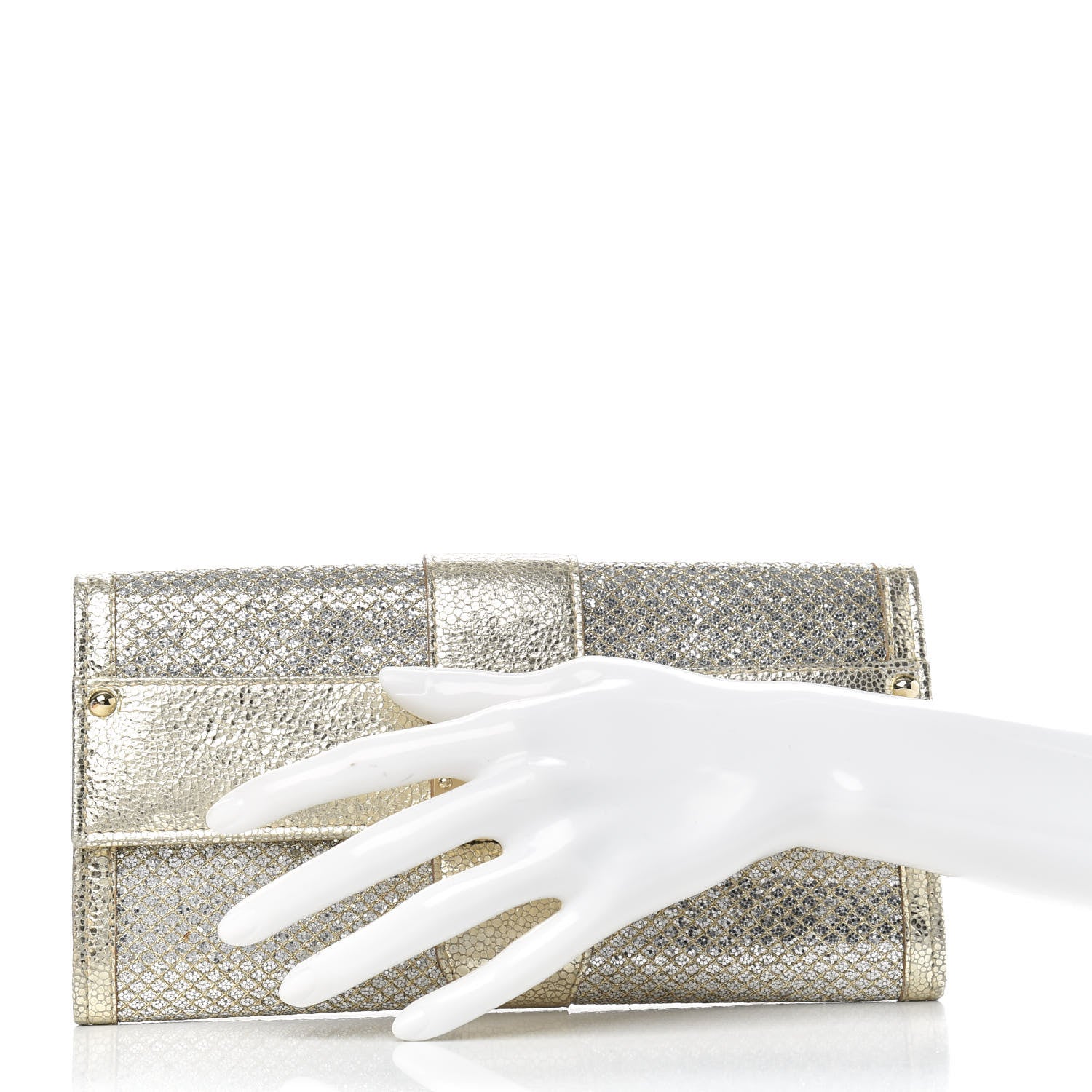 Jimmy Choo Glitter Fabric Reese Clutch Wallet Metallic 2 of 9