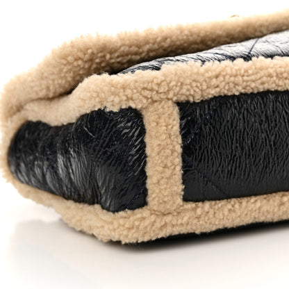 Chanel Crumpled Calfskin Shearling Sheepskin Quilted Large Chanel 19 Flap Navy 9 of 10