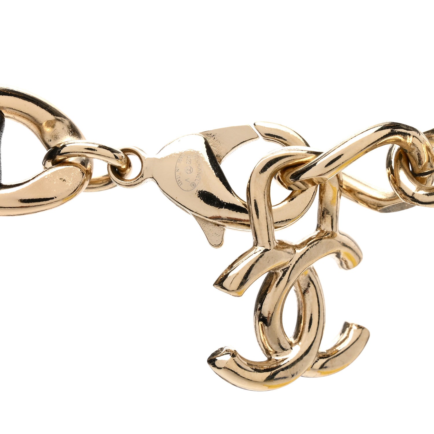 Chanel Metal Lambskin CC Choker Necklace Black Gold 4 of 4