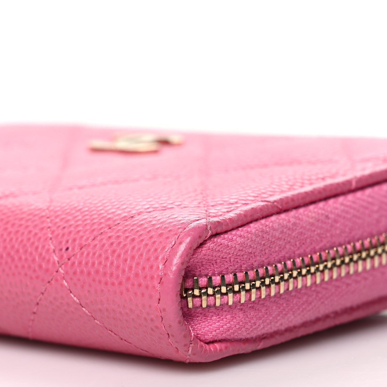 Chanel Caviar Quilted Zip Coin Purse Pink 10 of 13