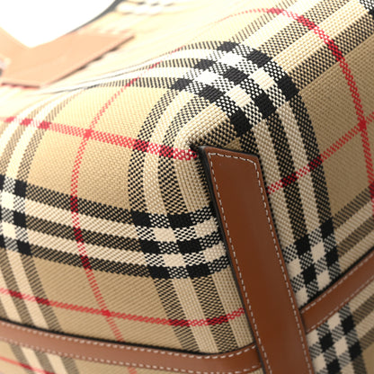 Burberry Cotton Vintage Check Medium London Tote Bag Briar Brown Black 10 of 11