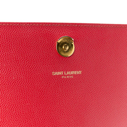 Saint Laurent Grain De Poudre Medium Monogram Kate Satchel Red 6 of 12
