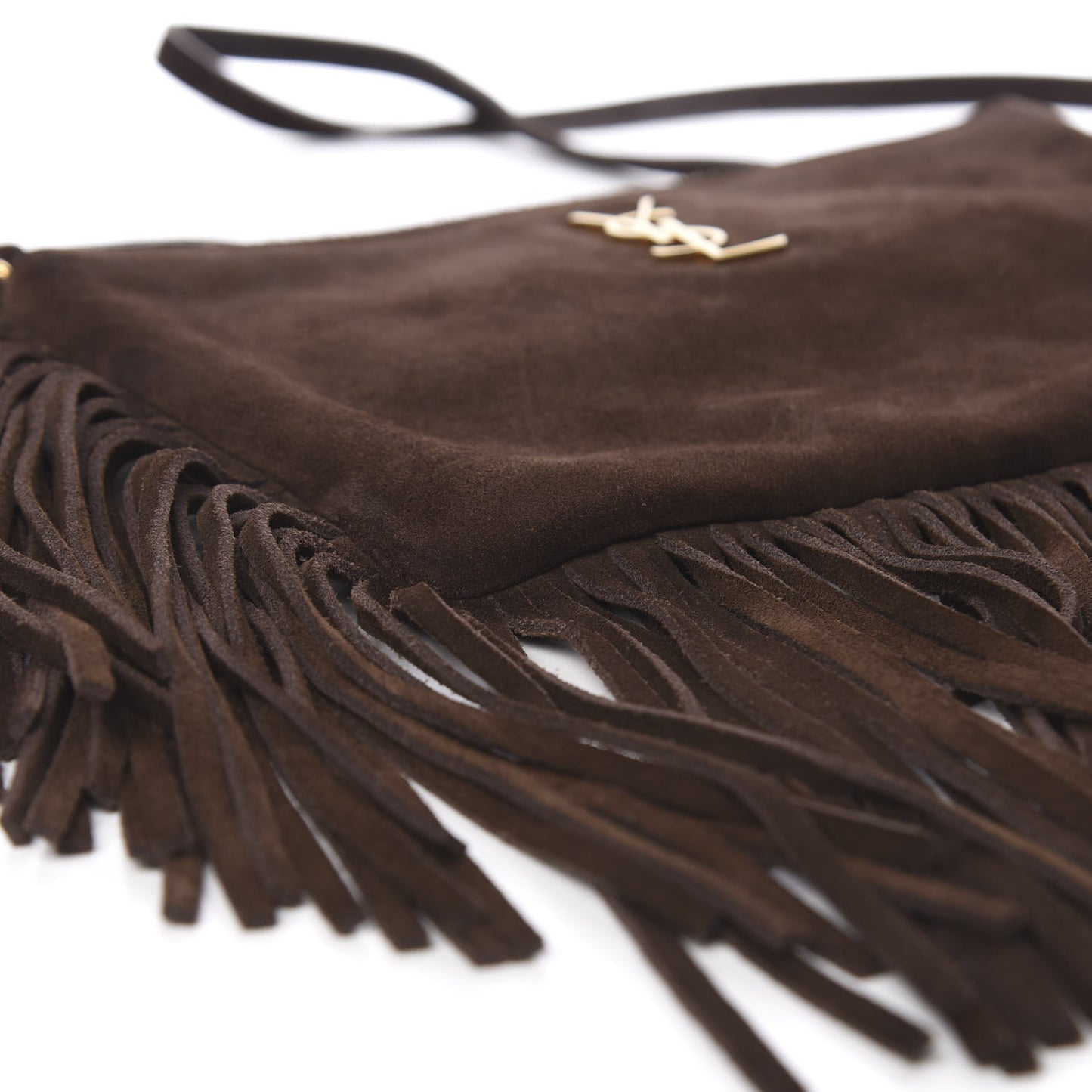 Suede Calfskin Small Fringe Crossbody Bag Brown
