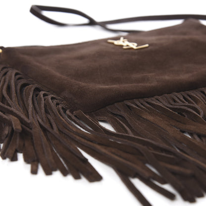 Saint Laurent Suede Calfskin Small Fringe Crossbody Bag Brown 9 of 11