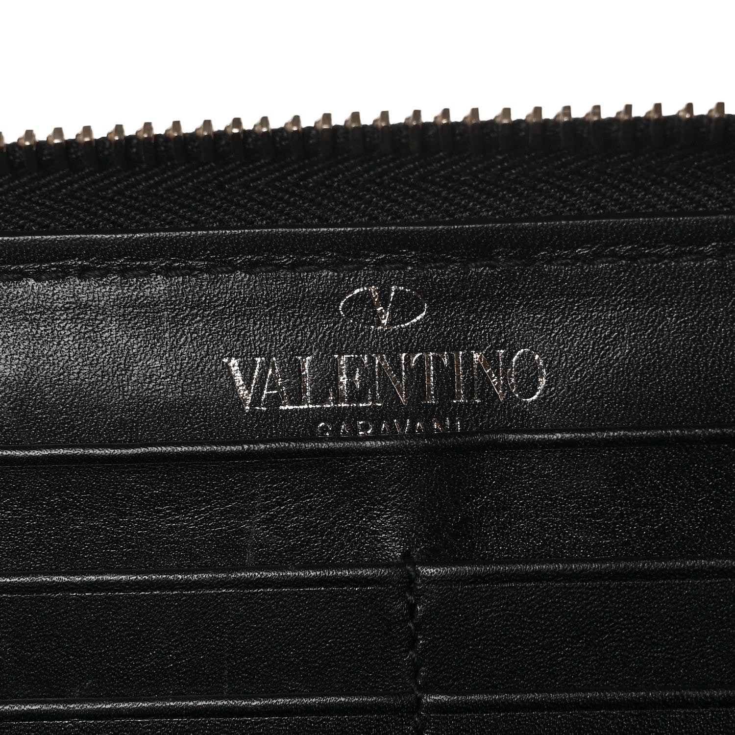 Valentino Garavani Calfskin Rockstud Zip Around Wallet Black 6 of 10