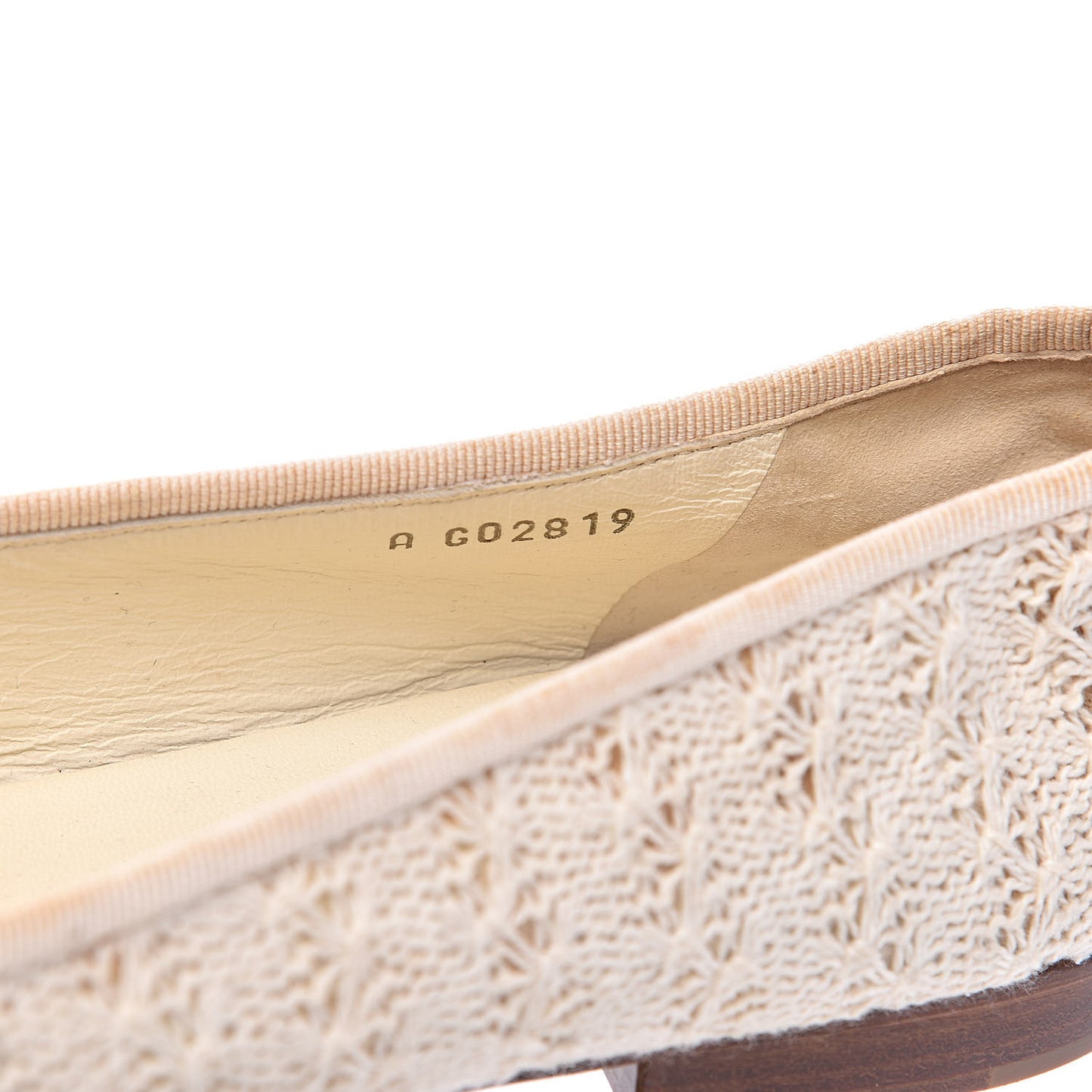 Crochet Cap Toe Ballerina Flats 41 Light Beige