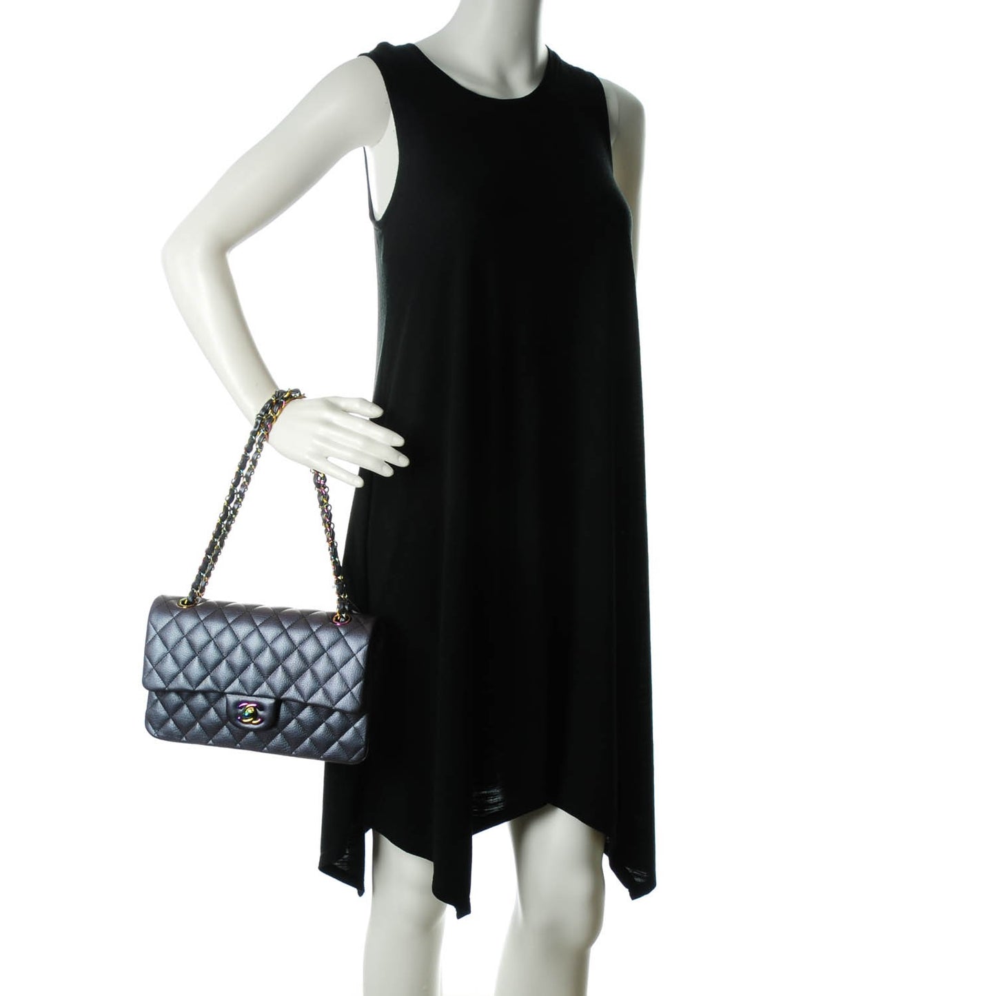 Iridescent Goatskin Quilted Medium Flap Purple