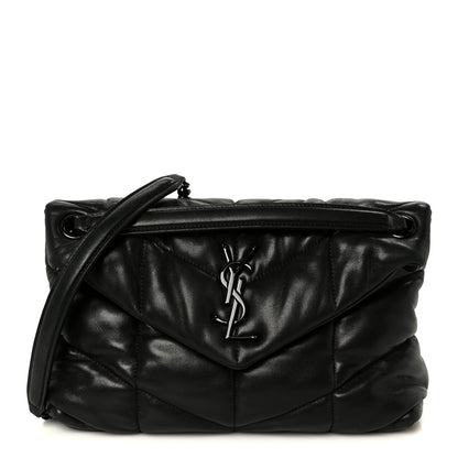 Saint Laurent Lambskin Quilted Monogram Monochrome Small Loulou Puffer Chain Satchel Black 1 of 11