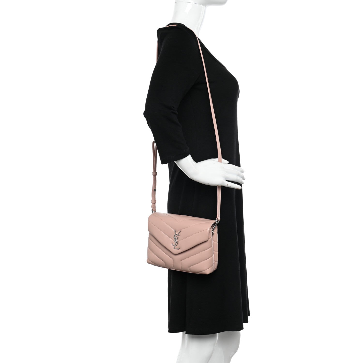 Saint Laurent Calfskin Y Quilted Monogram Toy Loulou Crossbody Bag Tender Pink 2 of 11