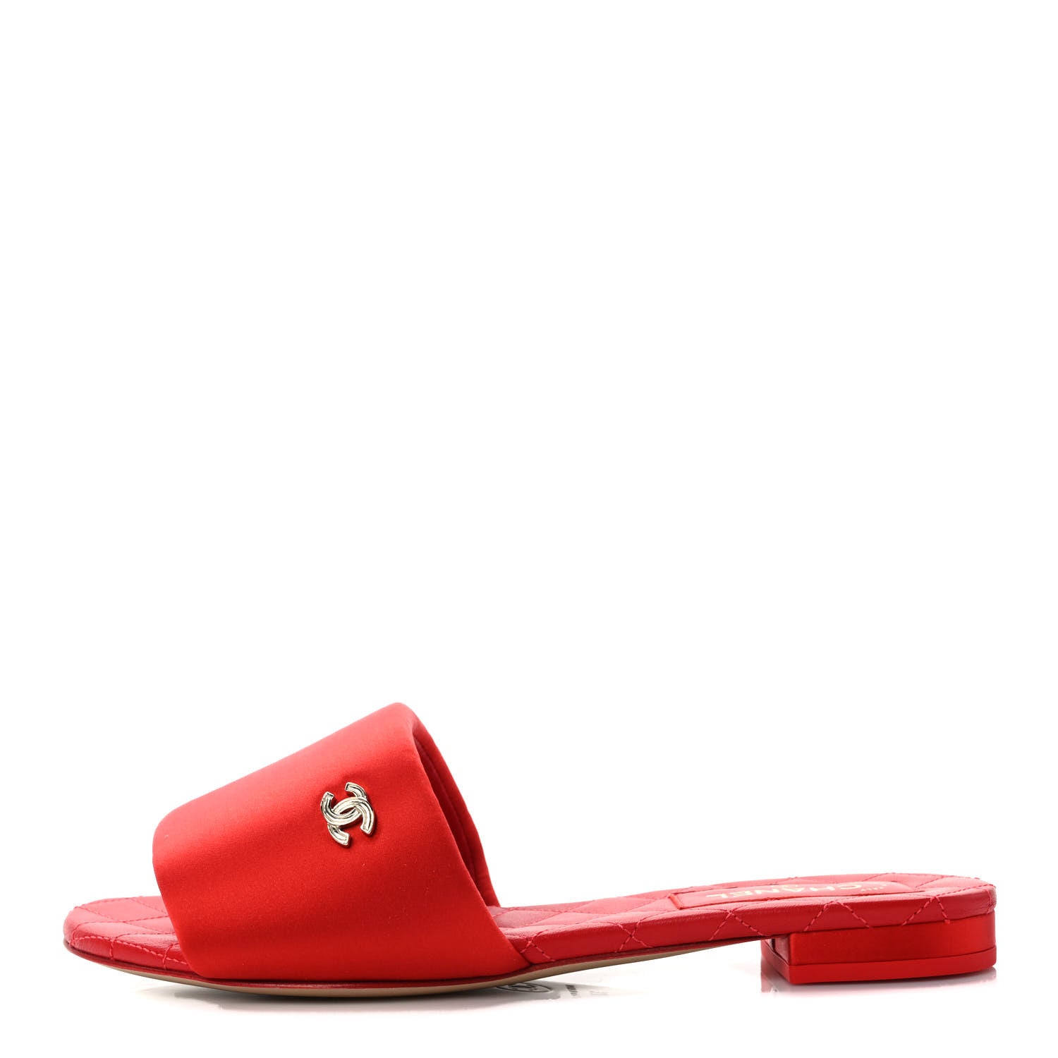 Chanel Satin Mule Sandals 37 Red 1 of 8