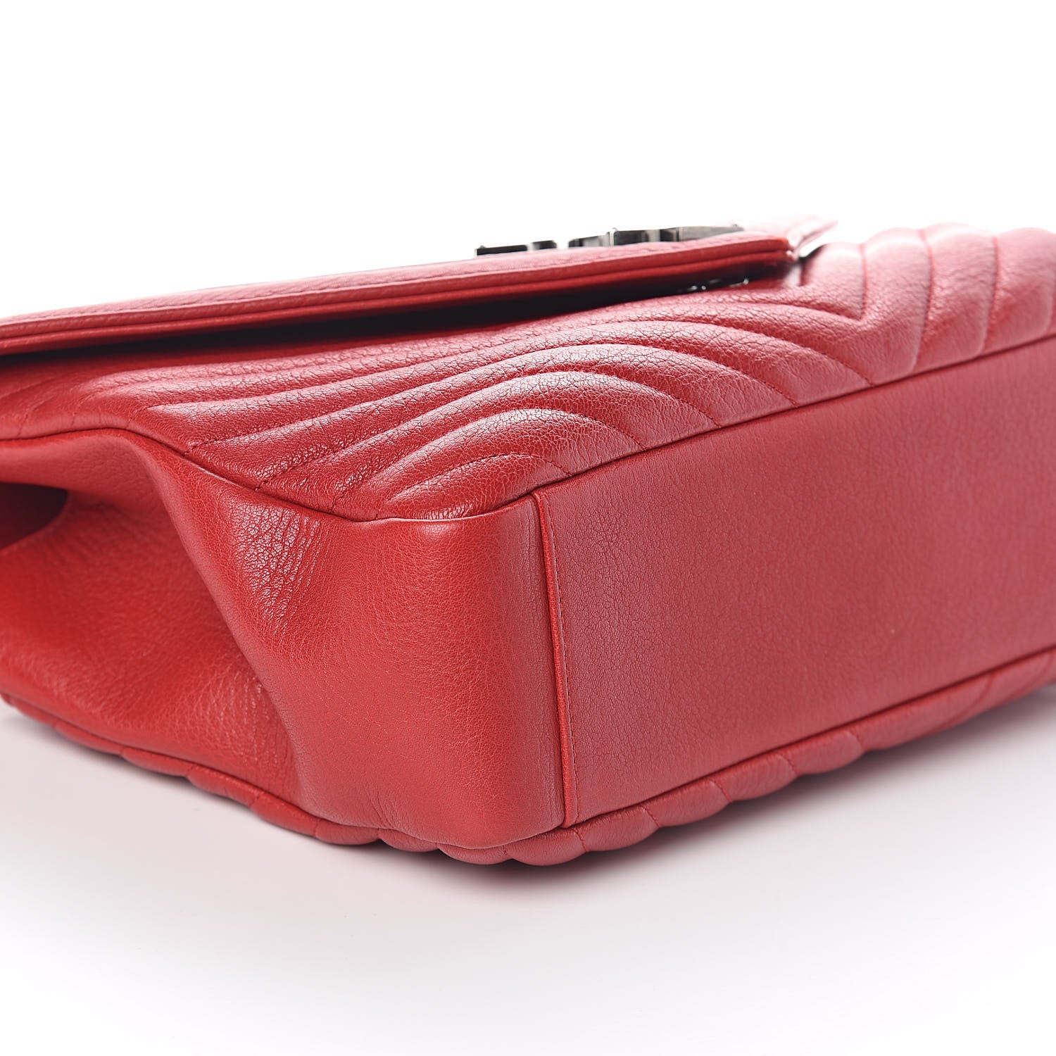 Saint Laurent Sheepskin Matelasse Chevron Large College Monogram Satchel Rouge 8 of 9