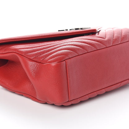 Saint Laurent Sheepskin Matelasse Chevron Large College Monogram Satchel Rouge 8 of 9