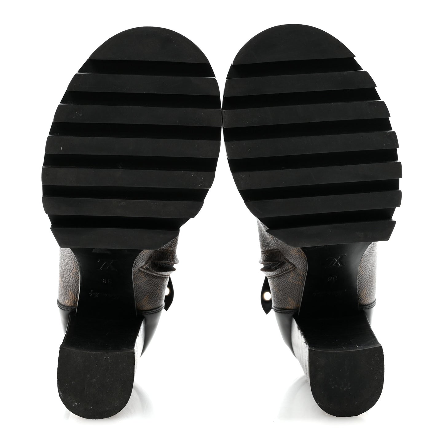 Patent Calfskin Monogram Star Trail Ankle Boots 38 Black