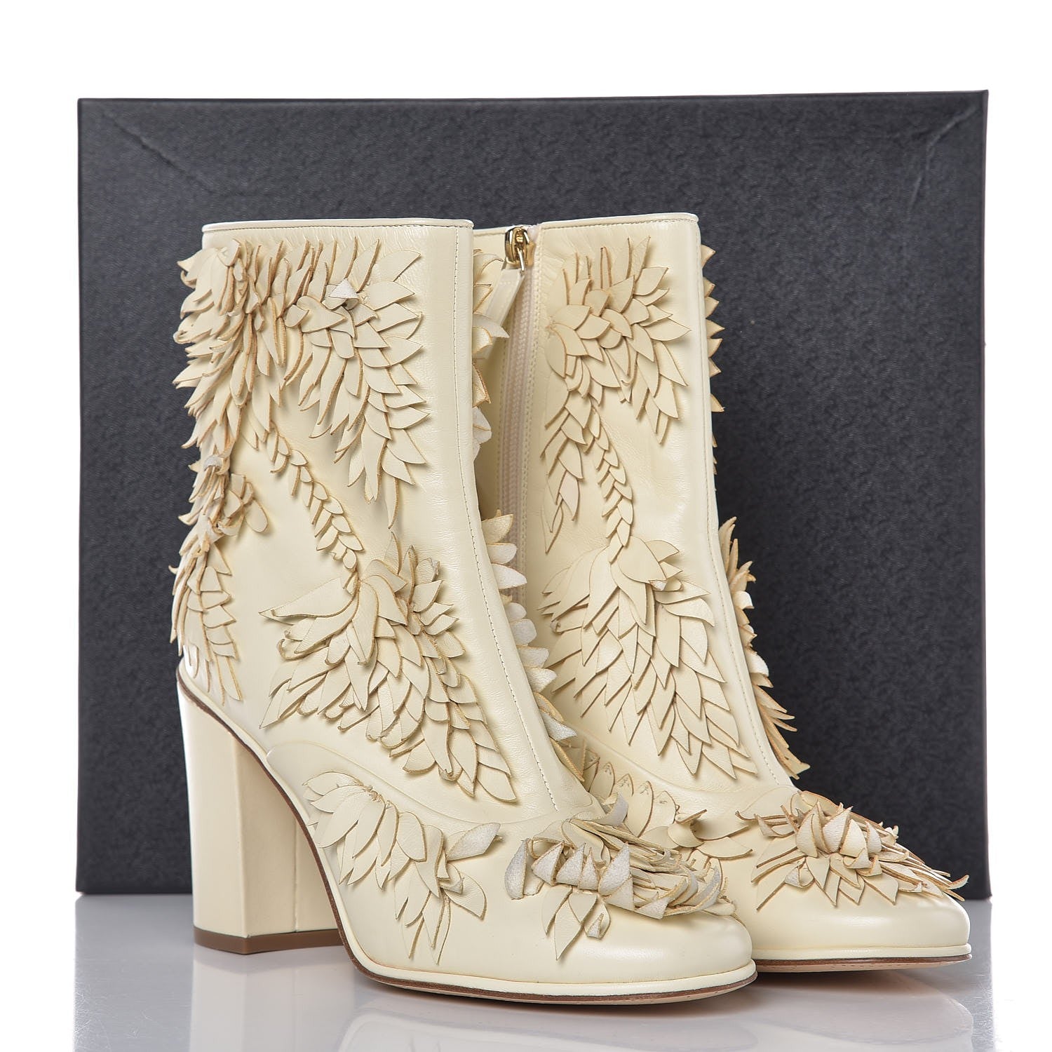 Chanel Lambskin CC Short Boots 39 Ivory 9 of 9
