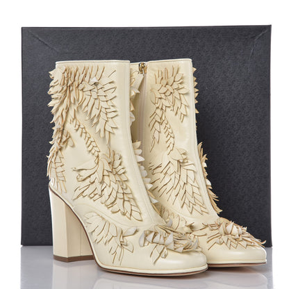 Chanel Lambskin CC Short Boots 39 Ivory 9 of 9