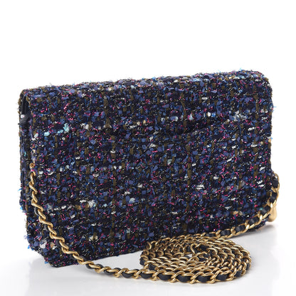 Chanel Tweed Charms Wallet On Chain WOC Blue Purple Khaki Pink 3 of 11