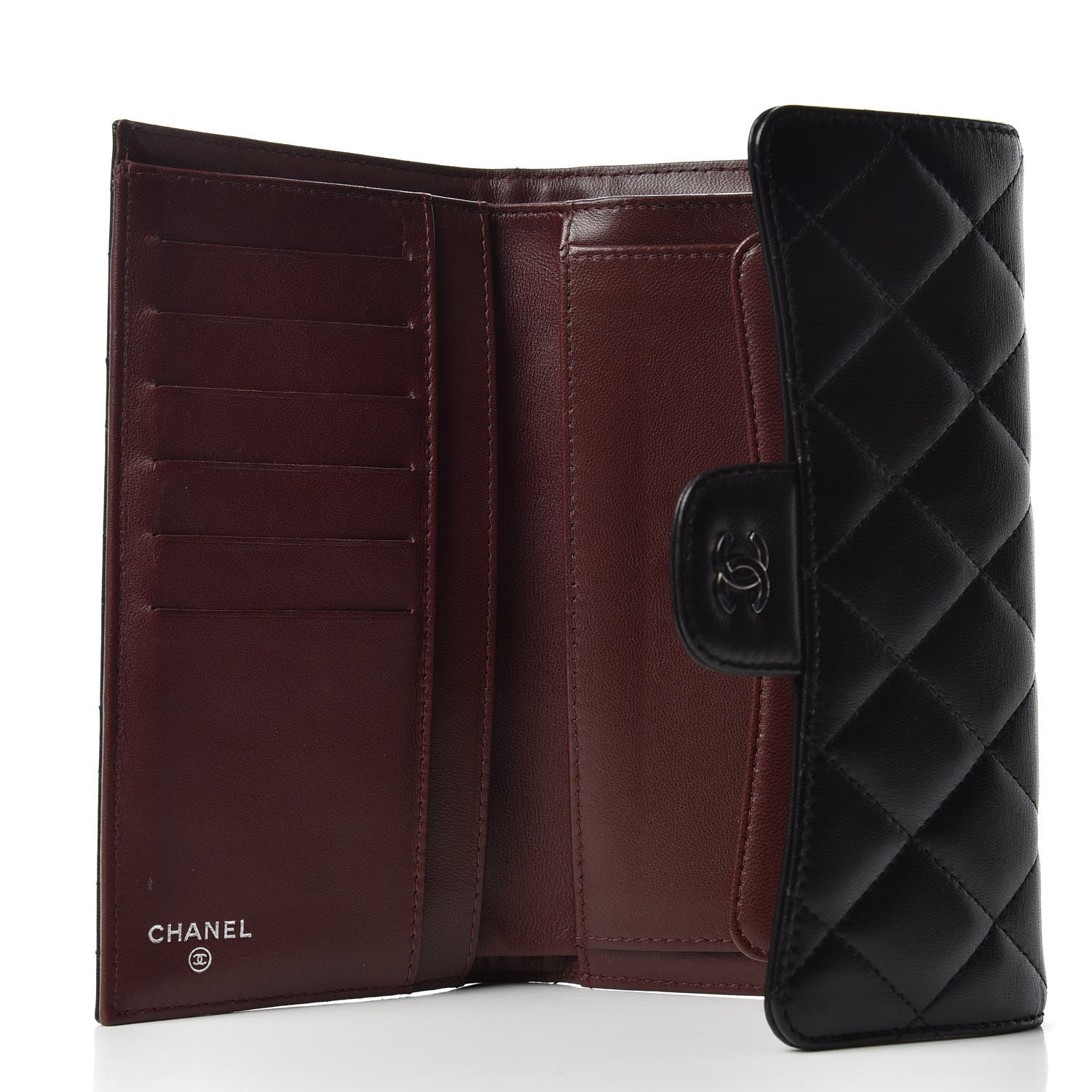Chanel Lambskin Quilted Large Flap Wallet Black 5 of 8