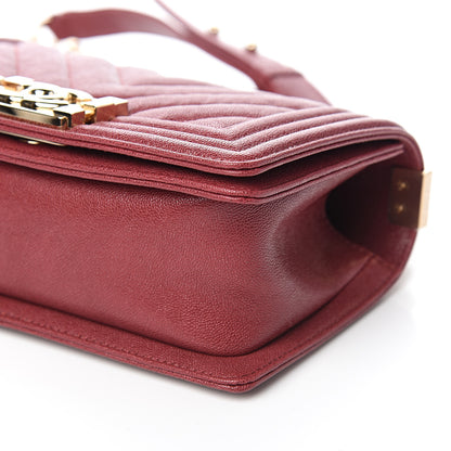 Chanel Caviar Chevron Quilted Small Boy Flap Dark Red 8 of 9