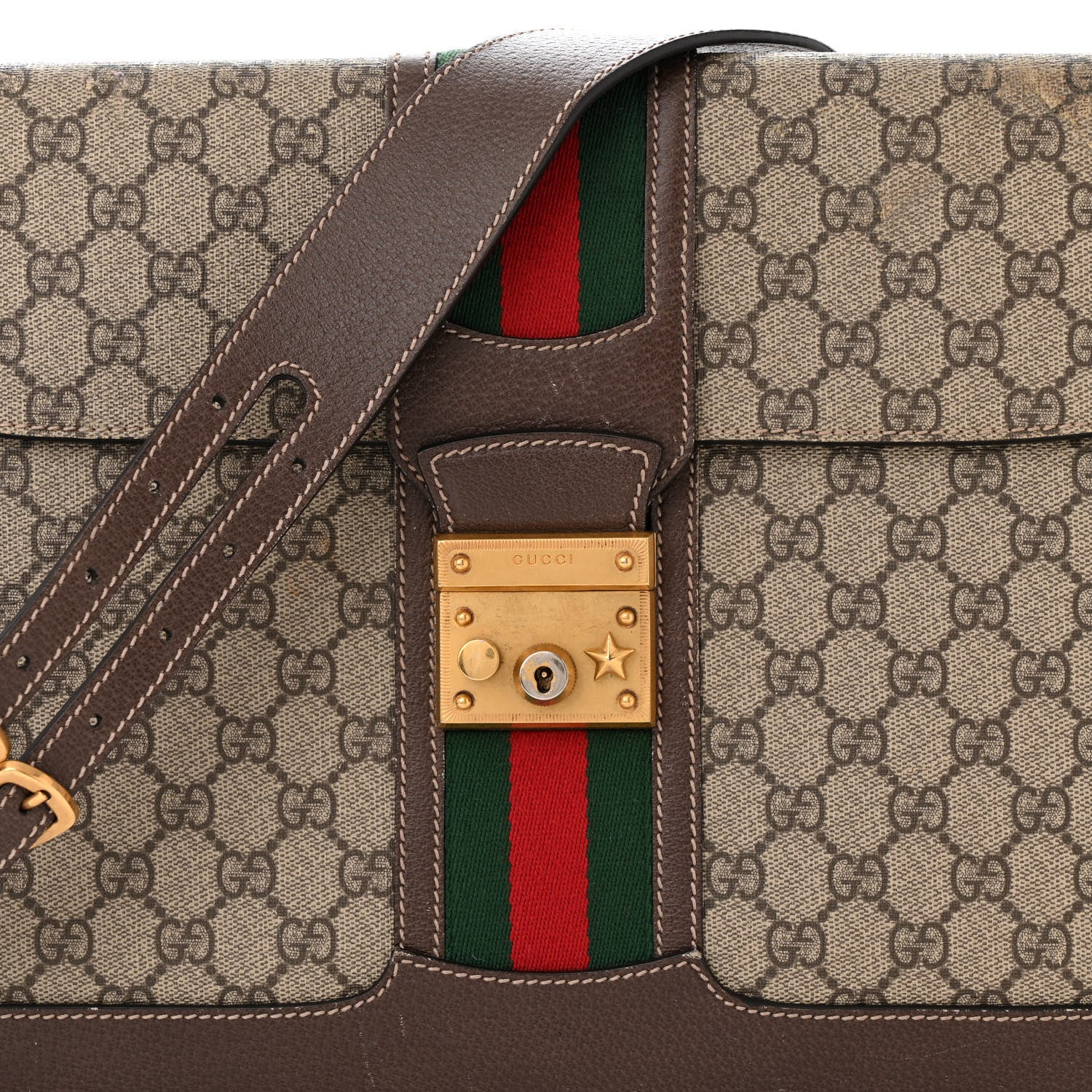 Gucci GG Supreme Monogram Web Messenger Bag Brown 8 of 18