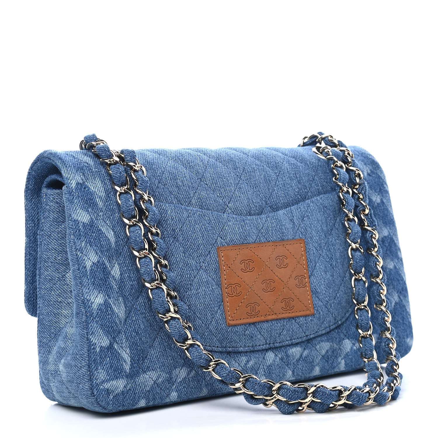 Chanel Denim Quilted Medium Double Flap Blue 3 of 9