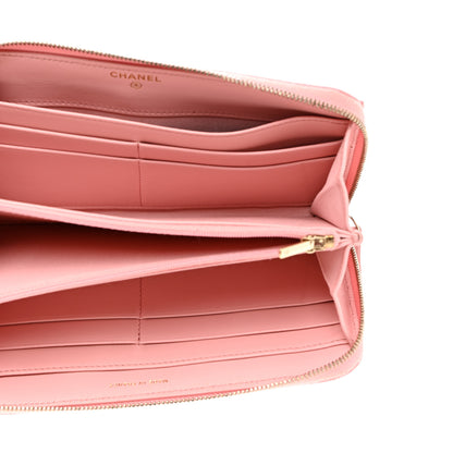 Chanel Caviar Quilted Large Gusset Zip Around Wallet Pink 5 of 9