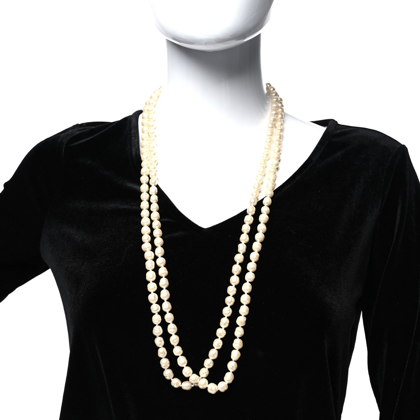 Pearl CC Long Necklace Gold