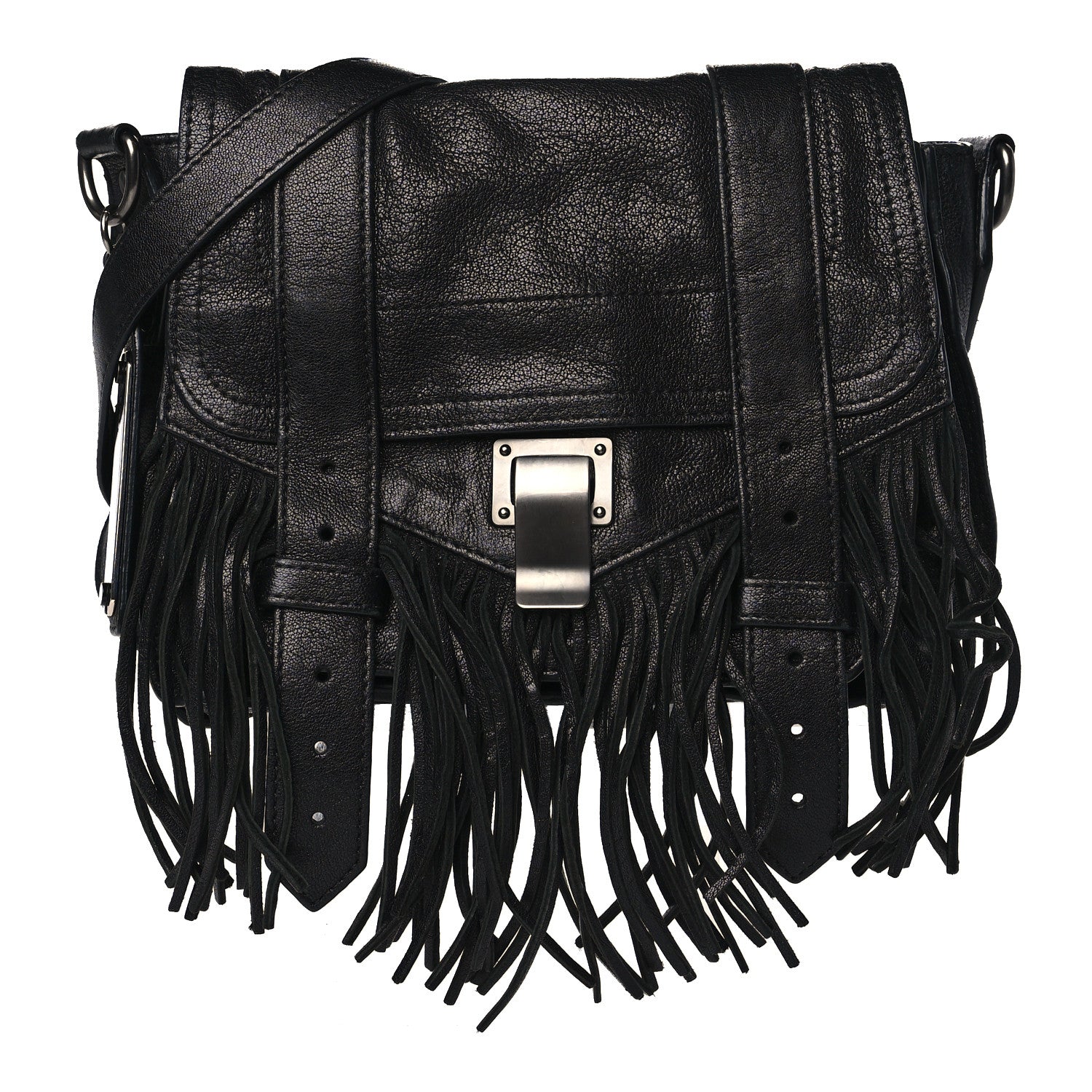 Proenza Schouler Lambskin Fringe PS1 Crossbody Pouch Black 1 of 9