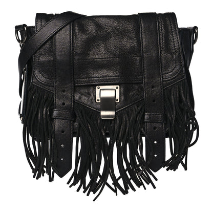 Proenza Schouler Lambskin Fringe PS1 Crossbody Pouch Black 1 of 9
